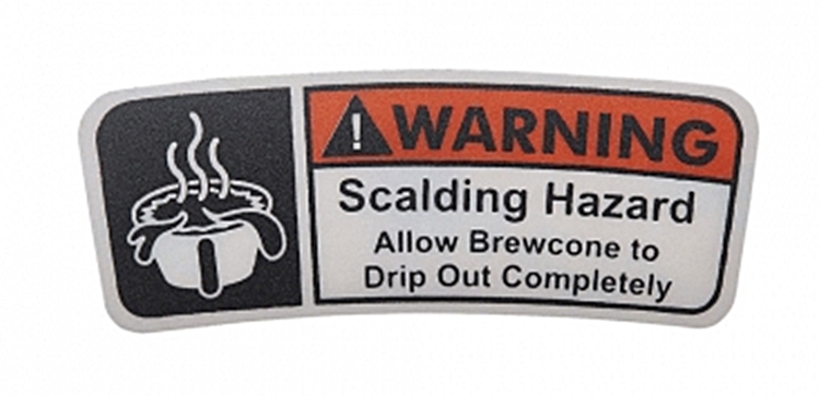 (image for) Wilbur Curtis WC-3963 LABEL, WARNING BREWCONE